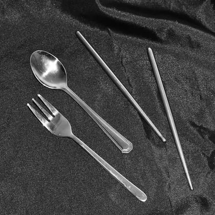 Stainless Steel Cutlery Spoon, Fork & Pair of Chopstick Set