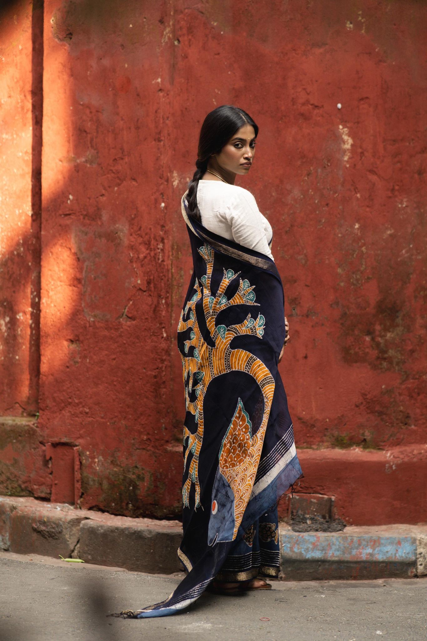 Batik Maheswari saree - Narmada- Jheelmeel-Chanderi
