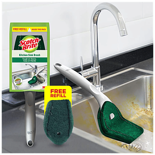 Scotch brite Brite Kitchen Sink Brush (with 1 extra refill), 1 pc