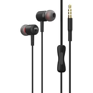 AXL AEP PA10 Wired Earphones with Integrated Mic, Powerful Bass, 3.5 mm Gold Plated Jack (Black).