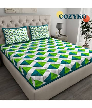 COZYKO Cotton 1 Double Bedsheet with 2 Pillow Covers ( Multicolor )