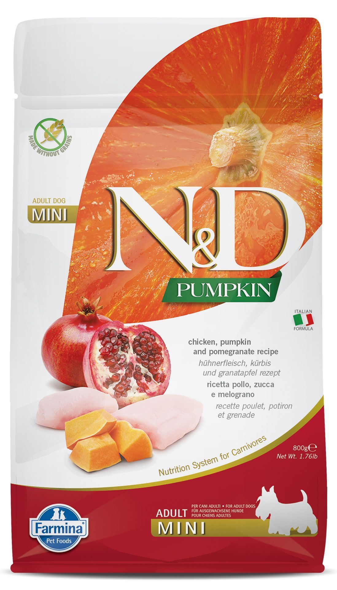 N&amp;D Pumpkin Chicken &amp; Pomegranate Grain Free Dog Dry Food Adult Mini Breed 800g