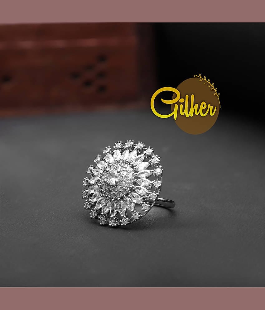 gilher- Silver Cocktail Rings (Pack of 1)