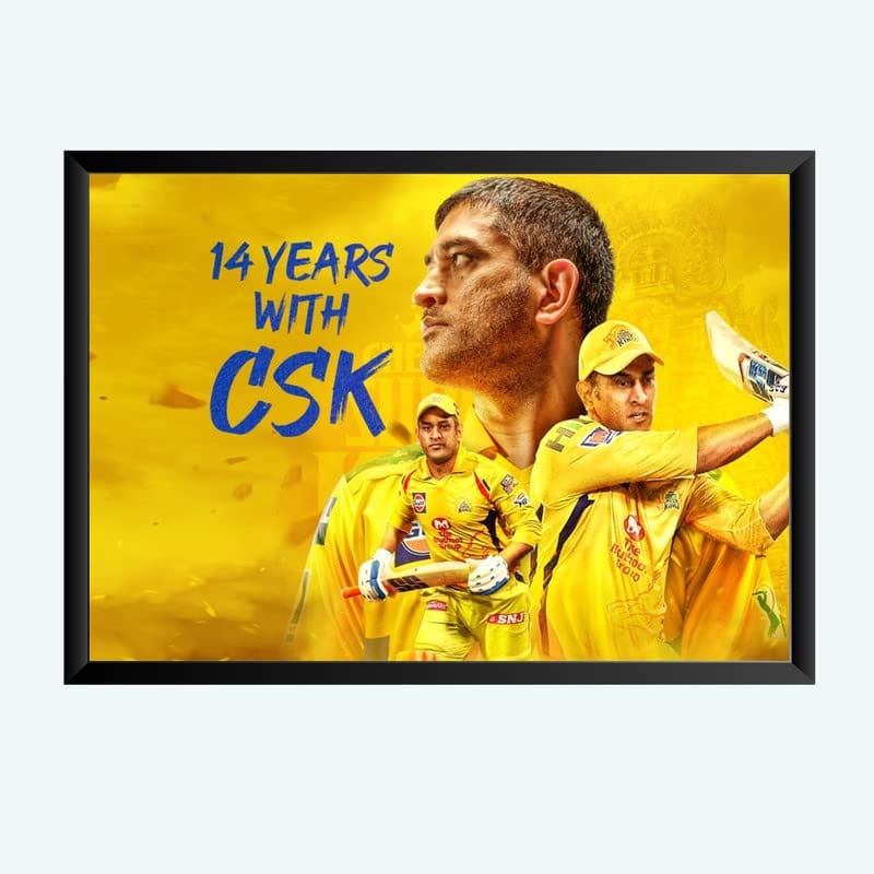 Nokkes Cricket IPL M.S Dhoni CSK Chennai Super King Team Photo Frame 8X12 Inch Size Photo Frame Photo Home Office_msd34