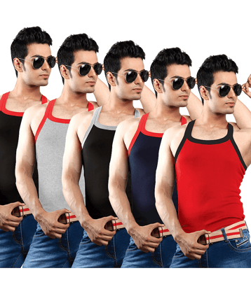 XMER Pack of 5 Cotton Gym Vest For Men ( Multicolor )