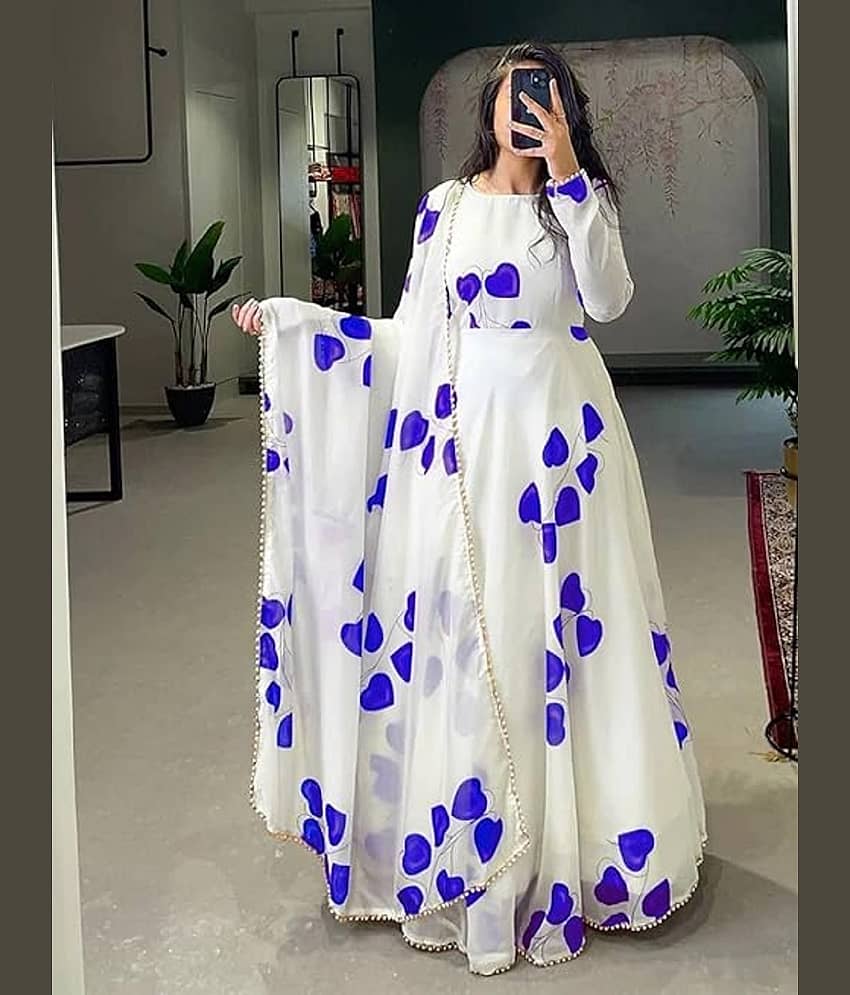 BHAGVATI ENTERPRISE Blue Anarkali Georgette Women's Stitched Ethnic Gown ( Pack of 1 )