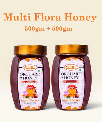 Orchard Honey Multi Flora Honey 1Kg | Pure Honey | No Additives or Preservatives | Rich in Antioxidants| Desi Honey | Wild Forest Honey for Weight loss & Digestion | Natural Shahad 500gm+500gm Pack
