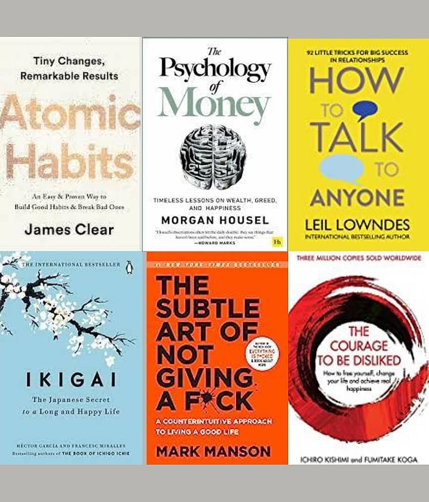 The Psychology Of Money+Ikigai+The Subtle Art Of Not Giving+Atomic Habits + How To Talk Anyone + The Courage To Be Disliked