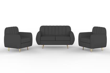 Wakeup India Sofa | Cuddlr Premium Fabric Sofa Set | 4 Seater Sofa | Pocket Spring Cushion | Padded Cushioned Armrest | Polished Plastic Leg (Grey, Seating-2+1+1) | 1 Year Warranty