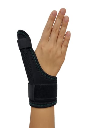 FAIRBIZPS Premium Thumb Splint Support for Right or Left Hand  Brace for Pain Relief, Sprains, Tendonitis & Soft Tissue Injuries | Allows Free Hand Movement | Ideal for Sports | Men & Women  Black