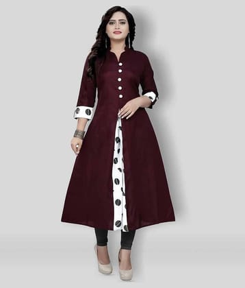 Rangrasiya - Maroon Cotton Women's Flared Kurti ( Pack of 1 )