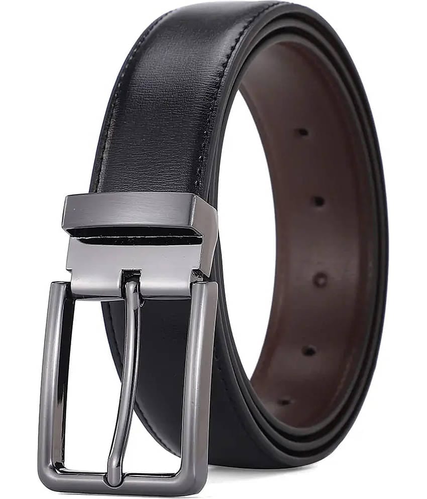 SILKSHOPPING - Black Leather Men's Reversible Belt ( Pack of 1 )