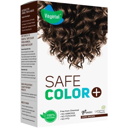 Vegetal Safe Hair Color - Dark Brown 50gm - Certified Organic Chemical and Allergy Free Bio Natural Hair Color with No Ammonia Formula for Men & Women Vegetal Safe Hair Color - Dark Brown 50gm - Certified Organic Chemical and Allergy Free Bio Natural Hai