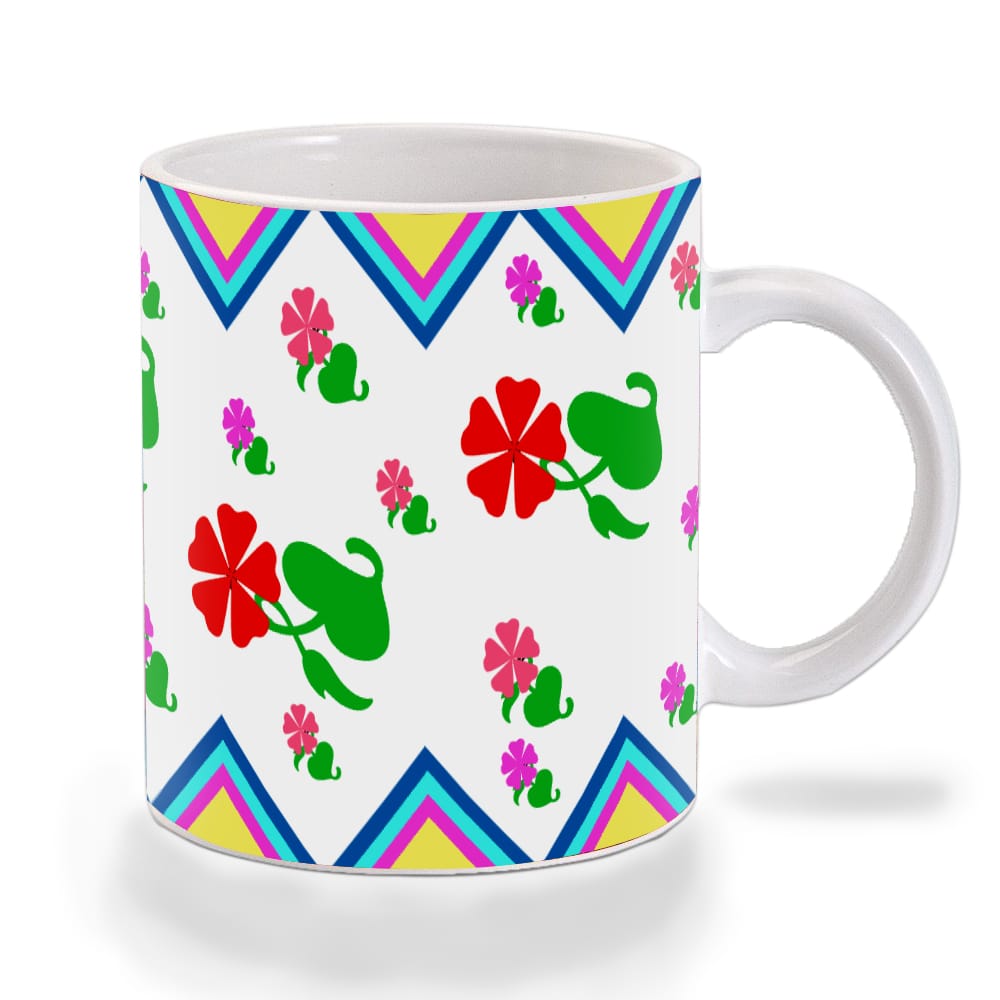 Red Red Flower Pattern Ceramic Mug