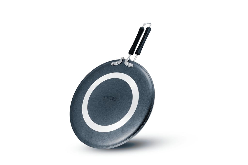 N NIDHI Delta Flat Tawa | 300mm Diameter | 4mm Thickness | Steel Wire Backelite Handle