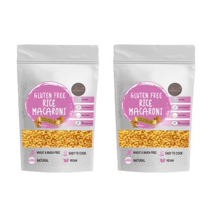 Indulgence Gluten Free Rice Macaroni Pack of 2 (400 gms) Indulgence Gluten Free Rice Macaroni Pack of 2 (400 gms)