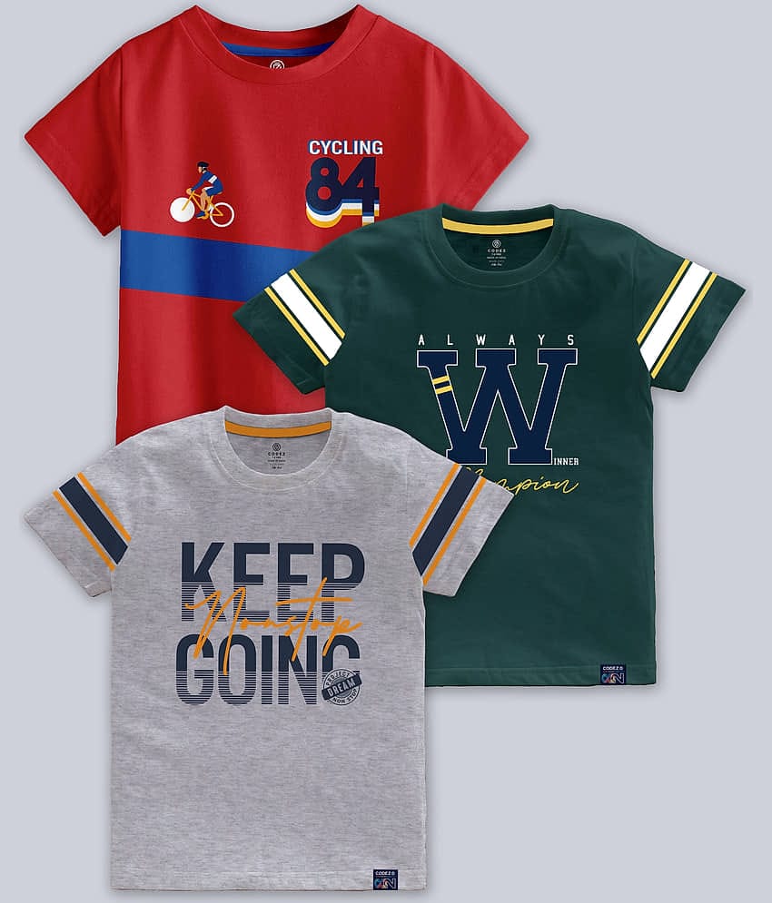 CODEZ Pack of 1 Boys Cotton Blend T-Shirt ( Multicolor )
