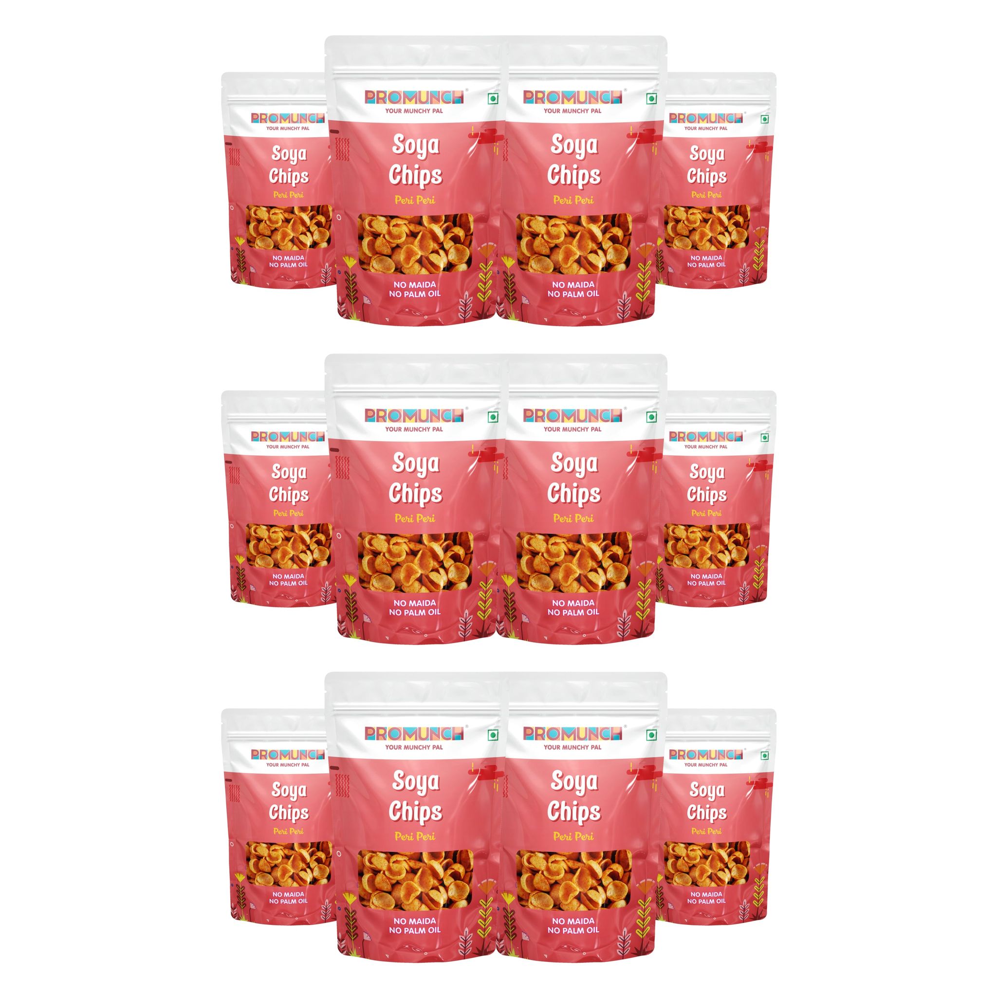 PROMUNCH Soya Chips - Peri Peri (Pack of 12; 30g Each)