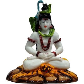 Divine Lord Shankar Idol for Home Temple  Meditating Mahadev Murti for Puja, Decor  Gifting  Resin  6 inch