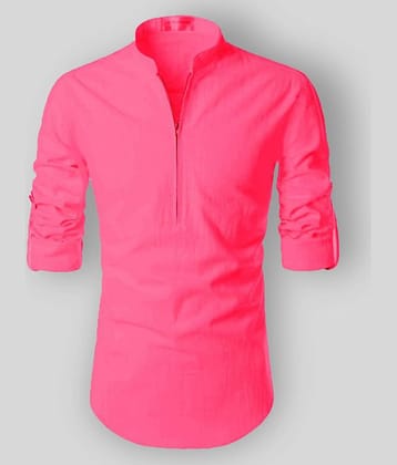 Vida Loca - Peach Cotton Men's Shirt Style Kurta ( Pack of 1 )