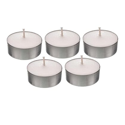 JSMorison White Tealight Candles  Unscented, Long-Lasting Burn, Smokeless Wax, Perfect for Home Dcor, Puja, Spa & Parties  Pack of 5 JSMorison White Tealight Candles  Unscented, Long-Lasting Burn, Smokeless Wax, Perfect for Home Dcor, Puja, Spa & Parties  Pack of 5