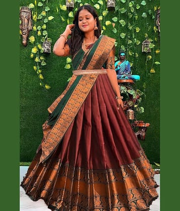 Trijal Fab Maroon Art Silk Circular Semi Stitched Lehenga Single