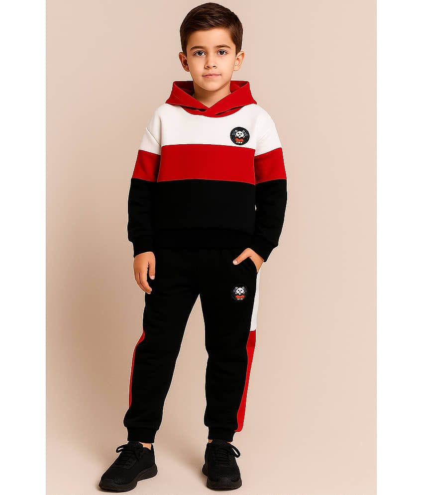 Billyball Pack of 1 Boys Cotton Sweatshirt & Trackpant Set ( Red )