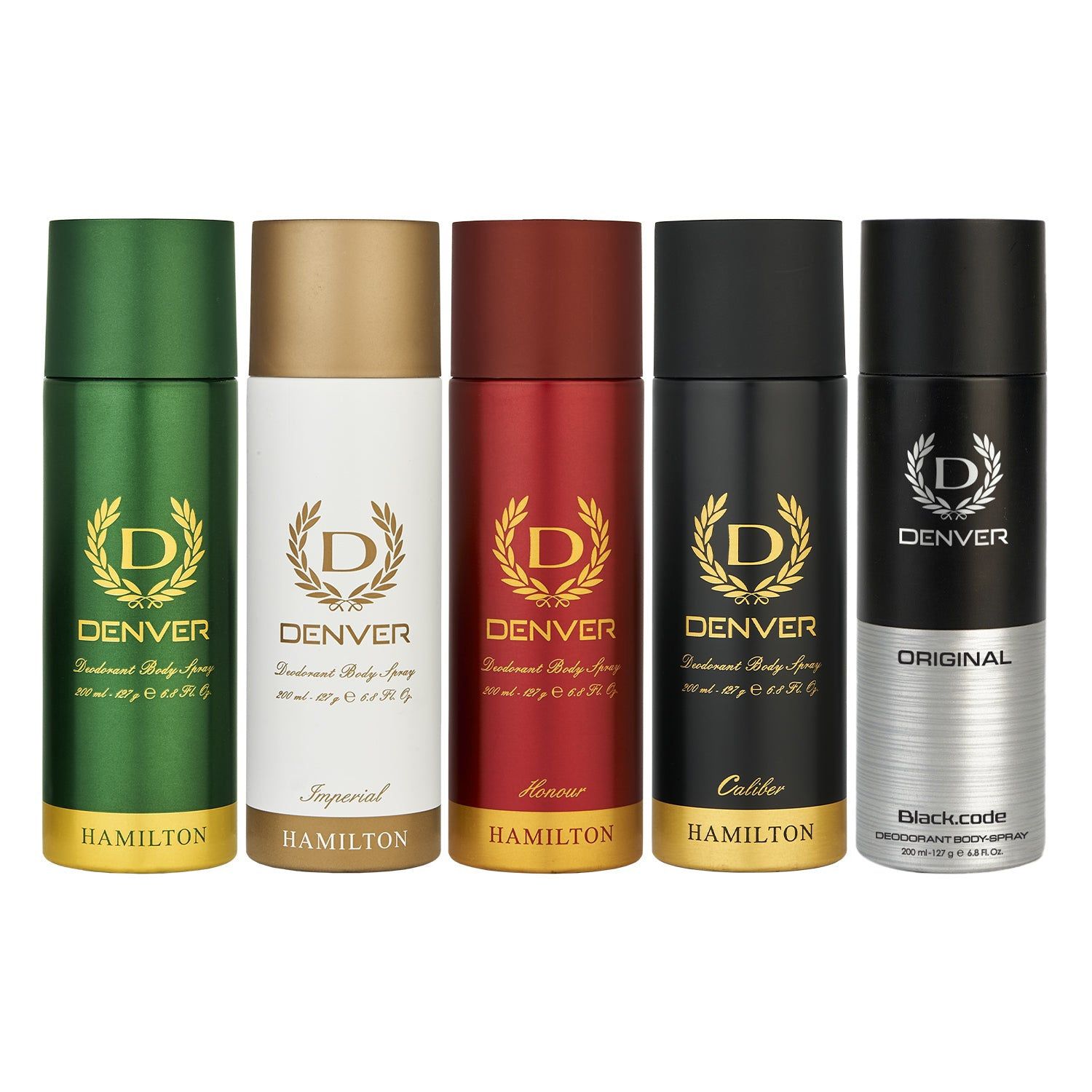 Hamilton, Imperial, Honour, Caliber and Black Code Original Combo Deodorant Spray - For Men (1000 ml, Pack of 5)