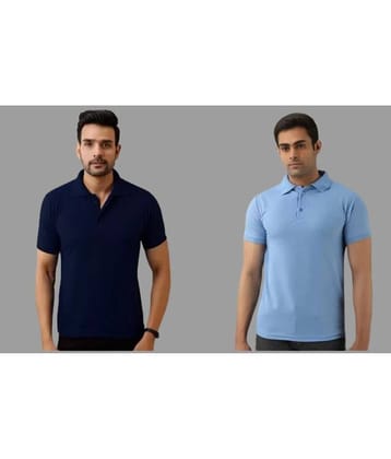 SKYRISE Pack of 2 Cotton Blend Slim Fit Solid Half Sleeves Men's Polo T Shirt ( Multicolor )
