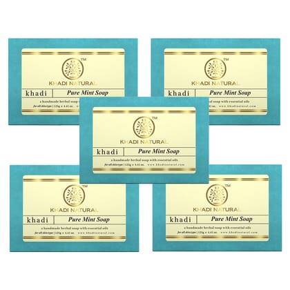 Khadi Natural Pure Mint Soap Combo Pack Of 5 – 125gm Each