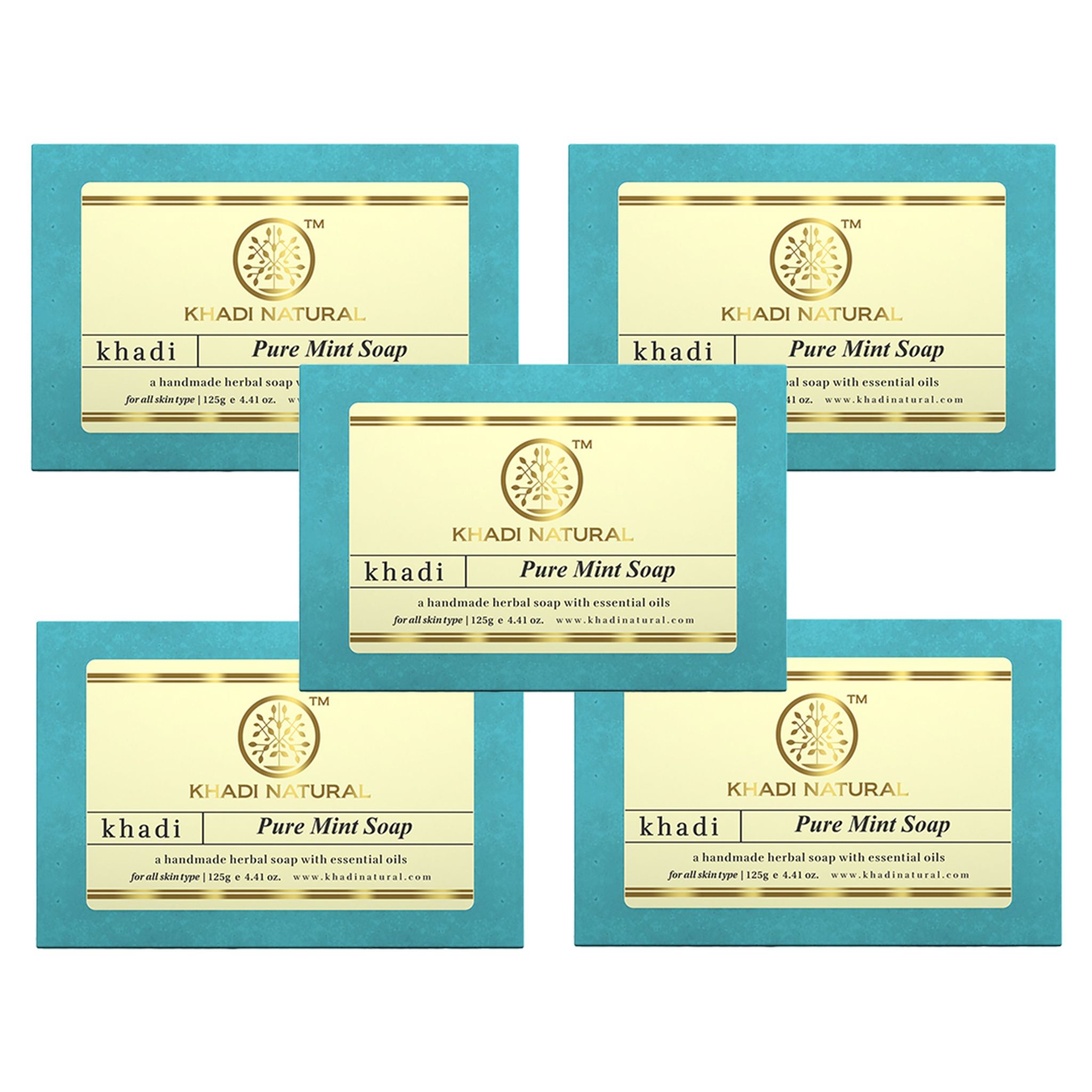 Khadi Natural Pure Mint Soap Combo Pack Of 5 – 125gm Each