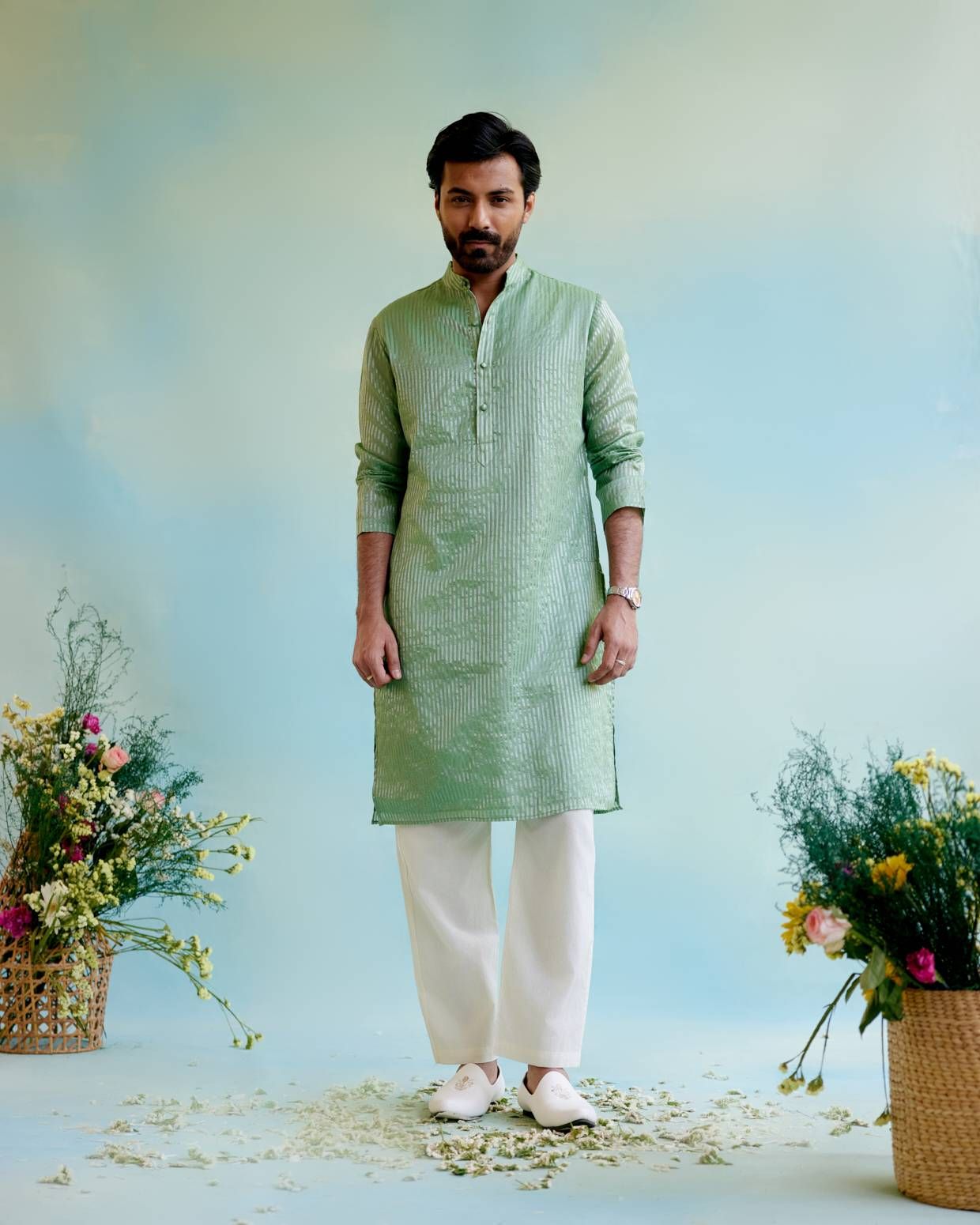 Mint Meadow Tissue Kurta-XXS / Mint Meadows