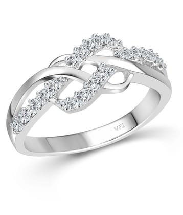 Vighnaharta Cross Over CZ Rhodium Plated Alloy Ring for Women and Girls-[VFJ1498FRR10] - None