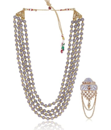 Wedding Groom Mala & Brooch Set for Men