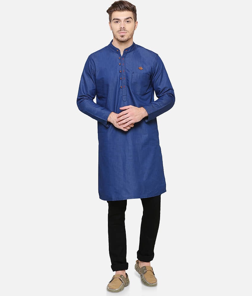 Kuons Avenue - Blue Cotton Men's Regular Kurta ( Pack of 1 )