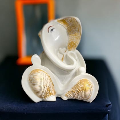 Lord Ganesha Marble Idol Best Gift for Home Office Shop Puja Ghar-Composite Marble