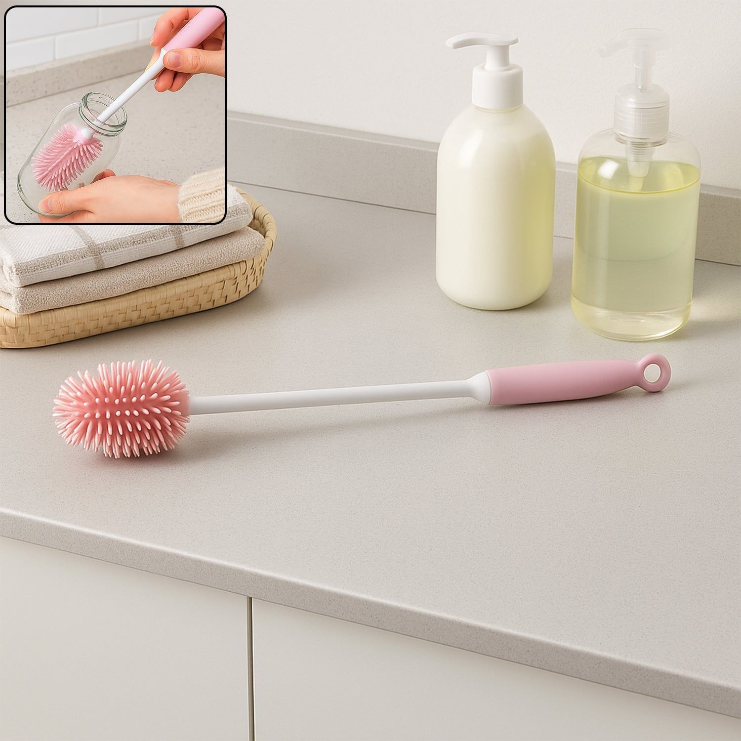 Silicone Bottle Brush Cleaner Brush for Hydro Flask/Vacuum Sports Bottle Vases/Glassware/Water Bottle Cleaner Brushes, for Washing Water Bottle