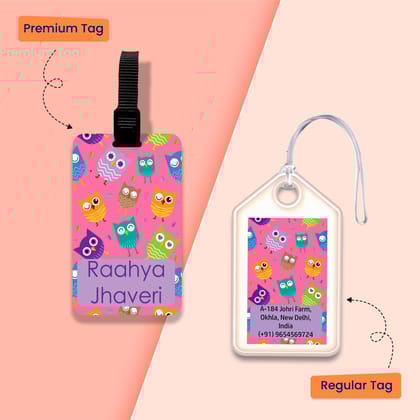 Personalized Bag Tags for Kids - Set of 5 - Multi Owl Design-Regular Bag Tags