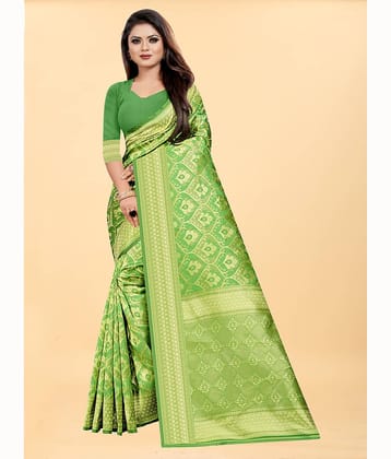 Gazal Fashions Banarasi Silk Embellished Saree With Unstitched Blouse Piece ( Wine )