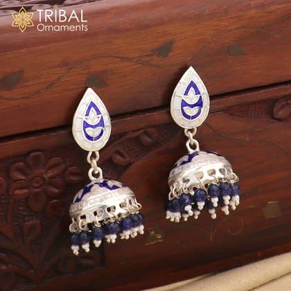 925 sterling silver stylish minakari design jumka earring er221 (Copy)
