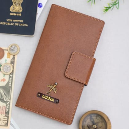 PERSONALISED TRAVEL WALLET - TAN-Tan