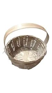 Bamboo Decoration Gift Pooja Storage Basket With Handle Nature