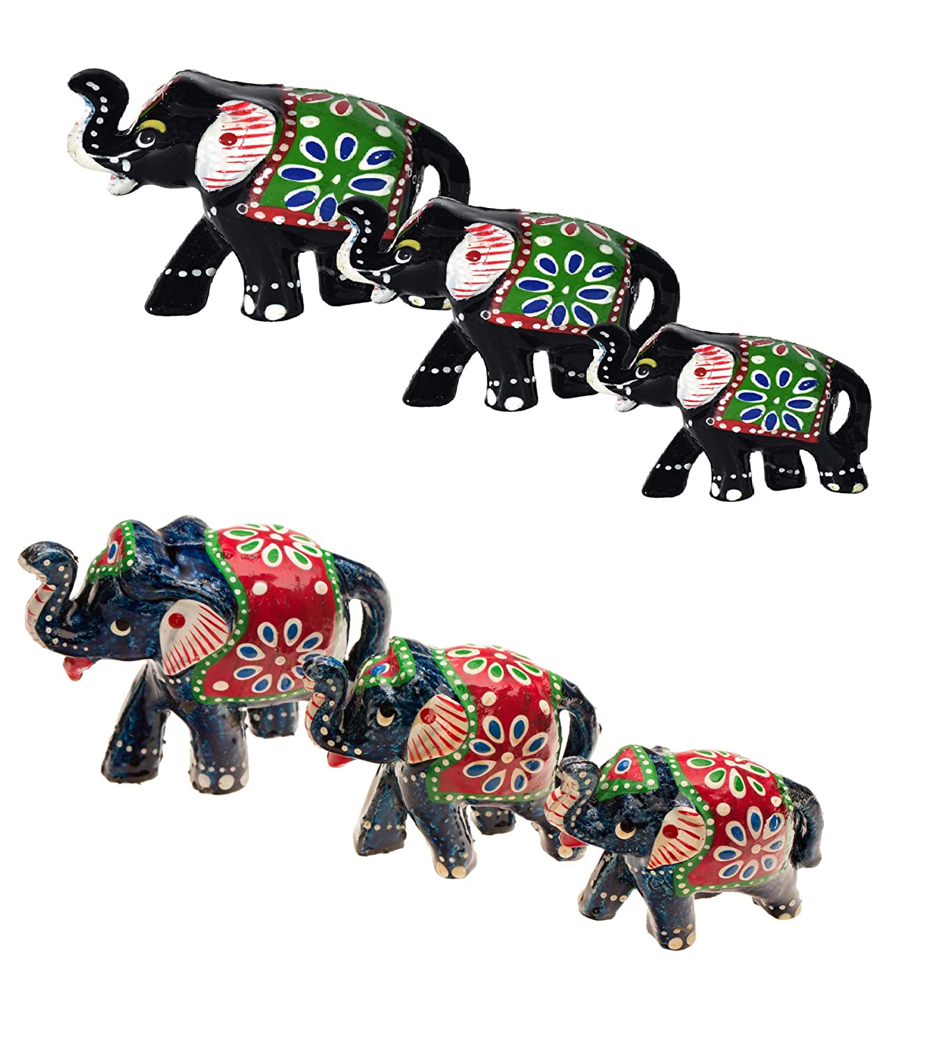 DreamKraft HandCrafted Set of 6 Showpiece Elephant For Decoration And Gift Purpose (9X6 cm ,7X5 cm ,6X4 cm)