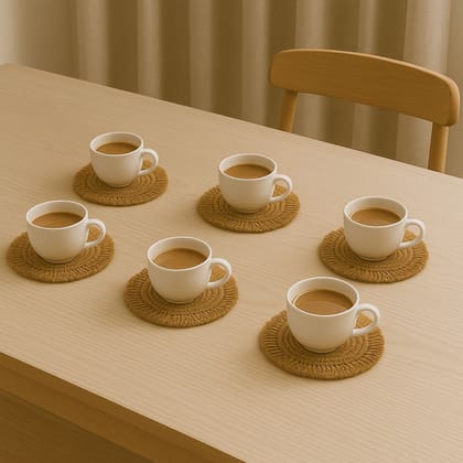 Boho Macramé Tea Coaster Set (6 Pieces)