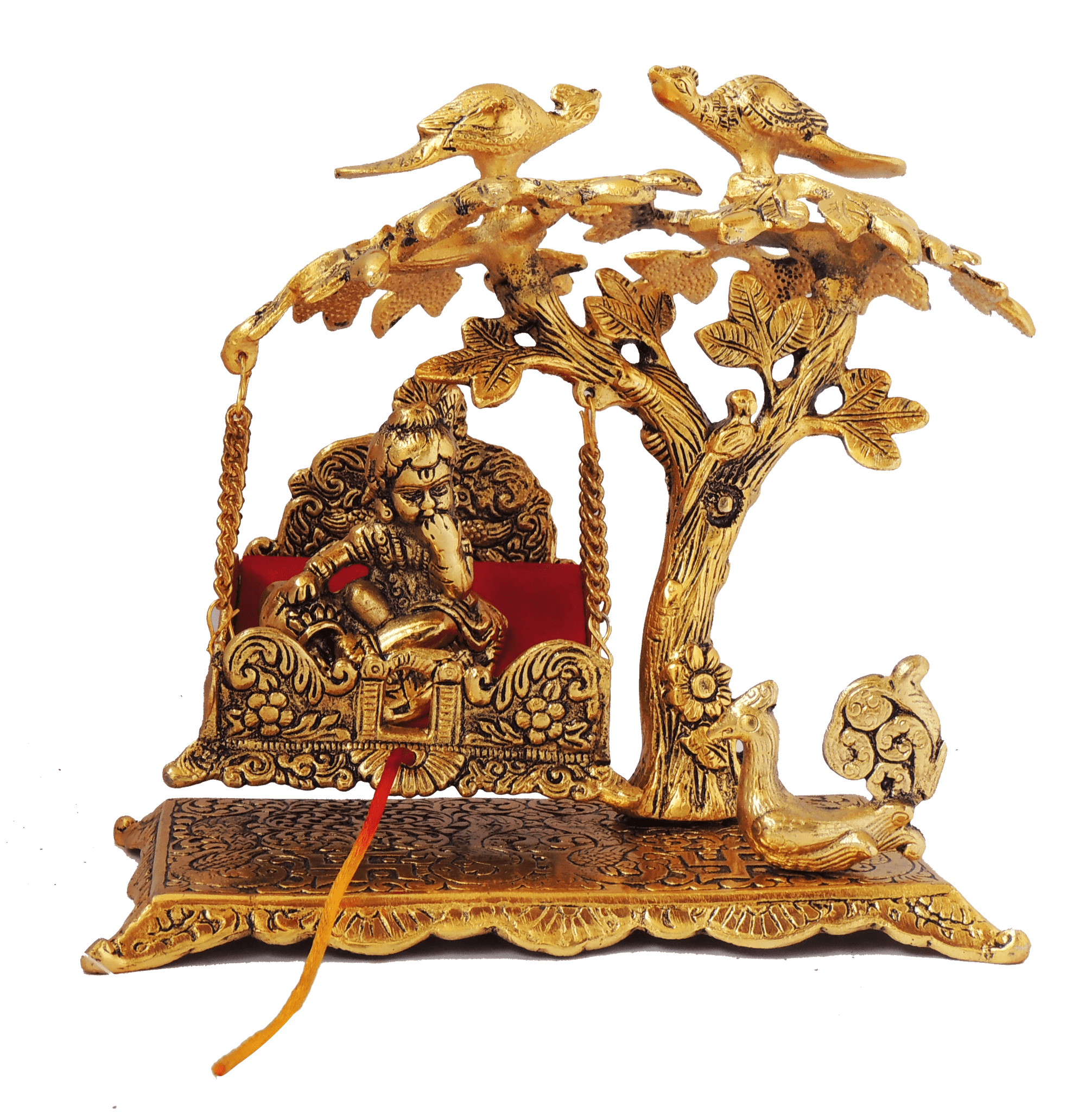 Aluminium Showpiece Laddu Gopal With Jhula - 8.5*5*8.5 inch (AS293 G)