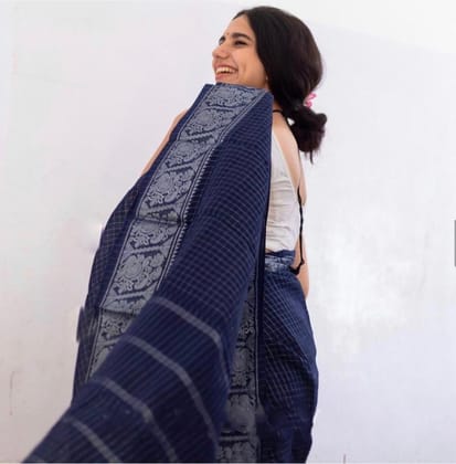 Blue Kanchipuram Zari Weaving Soft Silk Saree