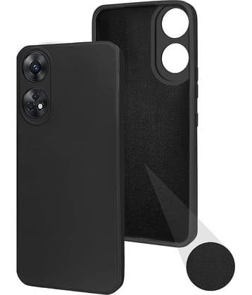 Case Vault Covers - Black Silicon Plain Cases Compatible For Oppo Reno 8T 5G ( Pack of 1 )
