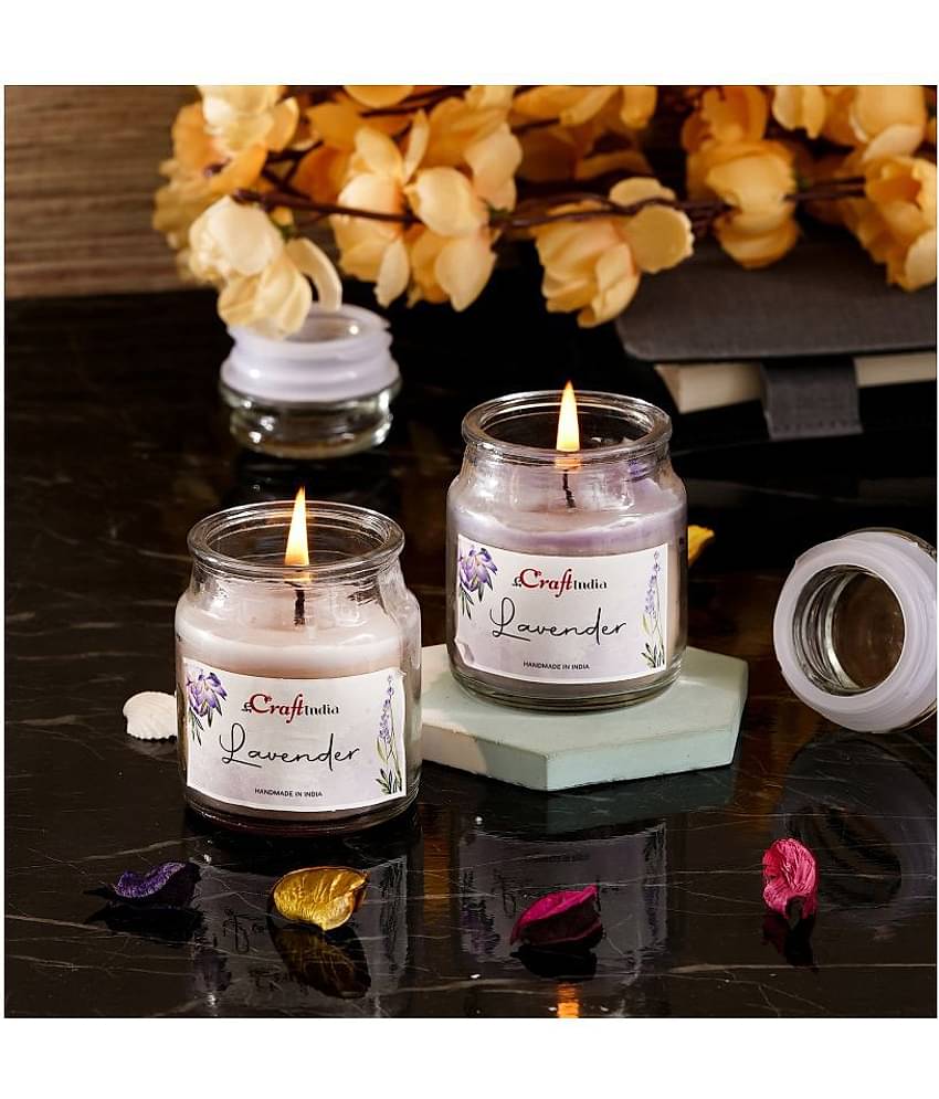 eCraftIndia Set of 2 Lavender Scented Jar Candles