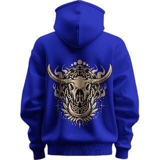 BULL CLOTHING Men's Bull Graphic Dark Blue Hoodie  60 Cotton, 40 Polyester  280 GSM for Comfort  Durability (L)