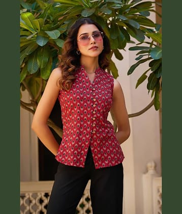Vbuyz Women's Cotton Regular Top ( Maroon )